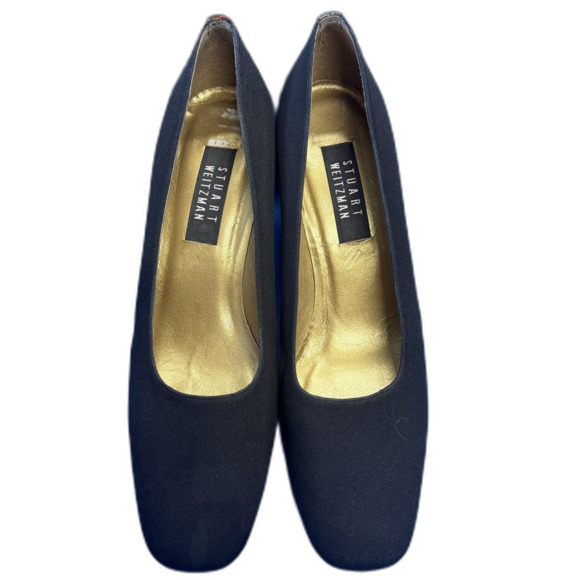 Stuart Weitzman Black Modern tortoise sq Heel Pumps Women's Sz 10.5M Square Toe - Picture 8 of 9